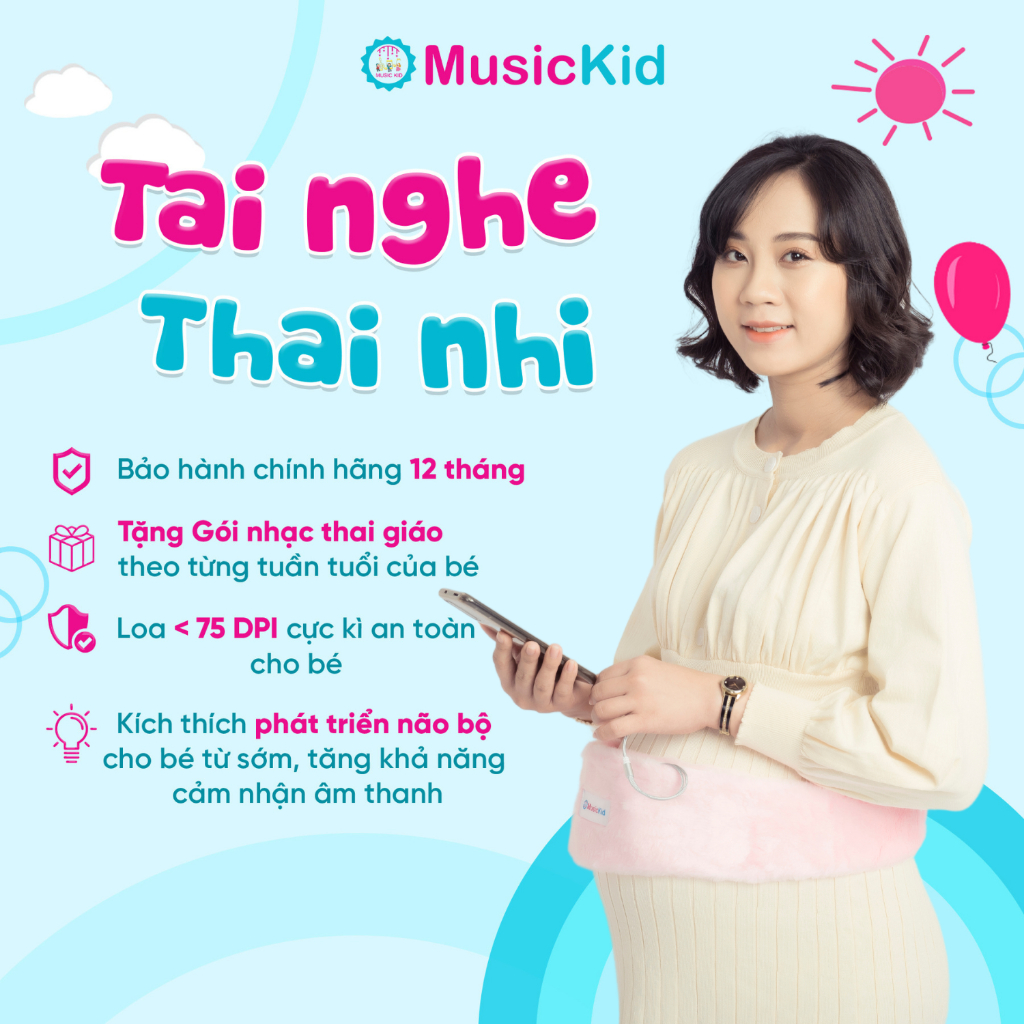 - Tai nghe bà bầu cao cấp chính hãng MusicKid  - Tai nghe thai nhi, tai nghe thai giáo MusicKid