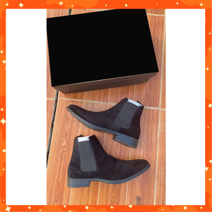 Giày Chelsea Boots Boot Nam Da Lộn Cổ Thấp Mũi Tròn Cao Cấp Bốt Nam Hàn Quốc Trẻ Trung