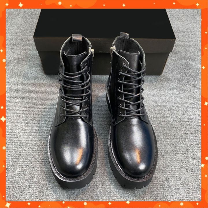 Giày Chunky Combat Boot Bốt Nam Cổ Thấp Đế Tăng Chiều Cao Khóa Kéo Cao Cấp
