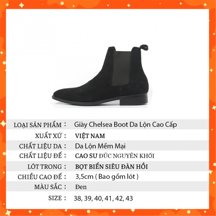 Giày Chelsea Boots Boot Nam Da Lộn Cổ Thấp Mũi Tròn Cao Cấp Bốt Nam Hàn Quốc Trẻ Trung