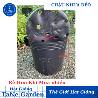 Chậu nhựa trồng cây C12 đen dẻo trồng rau, hoa, cây cảnh