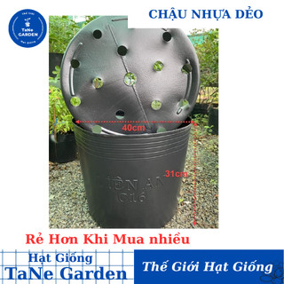 Chậu nhựa trồng cây C16 đen trồng rau, chậu trồng hoa Vạn Thọ TẾT