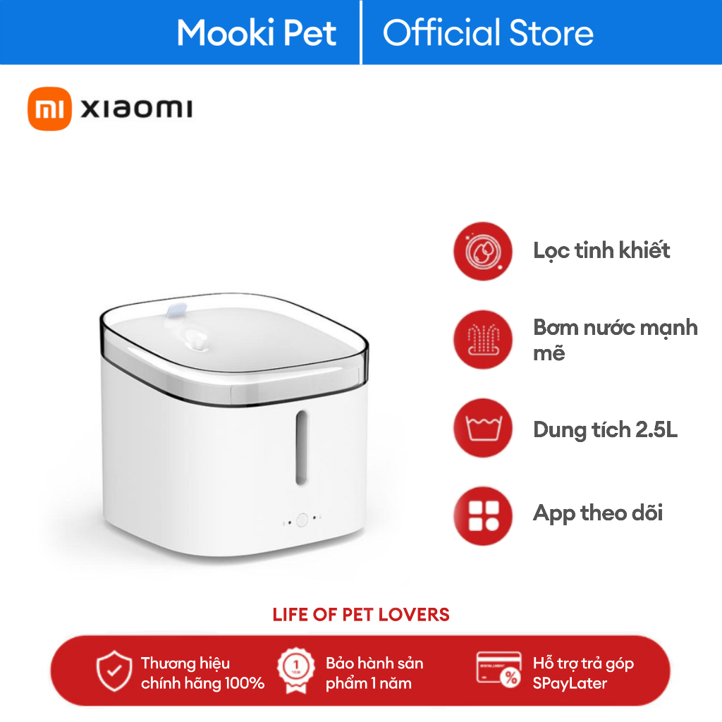 Máy lọc nước tinh khiết chó mèo XIAOMI điều khiển bằng APP thông minh Mooki Pet