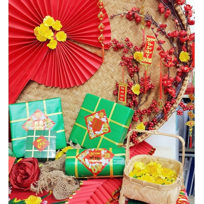 Mô hình bánh Chưng, bánh Tét, Dưa Hấu bằng hộp giấy gấp - trang trí Tết