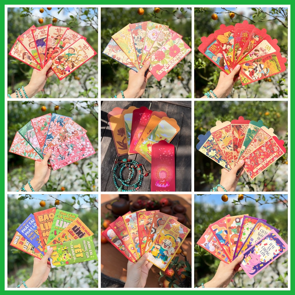 Combo 60/120 Bao Lì Xì TẾT THIẾT KẾ đặc sắc - Tổng hợp các mẫu - Giấy C150 cán mờ in sắc nét