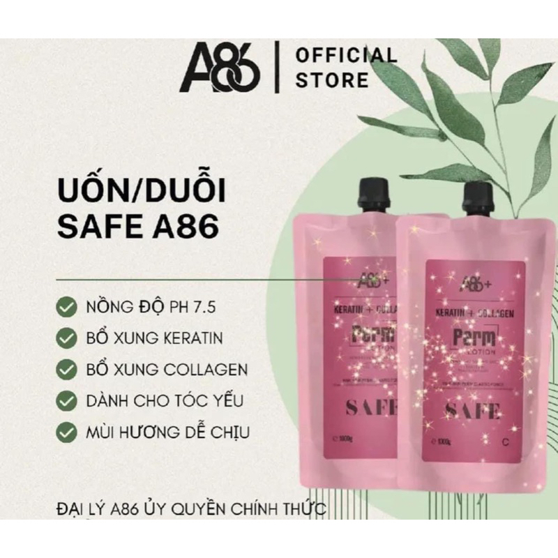 KEM UỐN ÉP DUỖI TÓC YẾU NÁT SAFE A86 1000ml x 2 túi