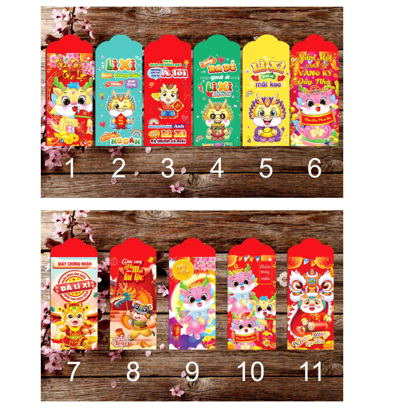 Sỉ 1000 bao lì xì tết mẫu mới 2024 - tặng kèm túi