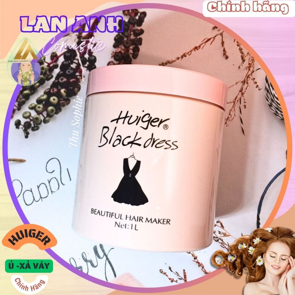 Kem ủ xả tóc Huiger Black dress 1000ml Xả váy dưỡng tóc mềm mượt Ủ váy HUIGER chính hãng Hũ 1000ml