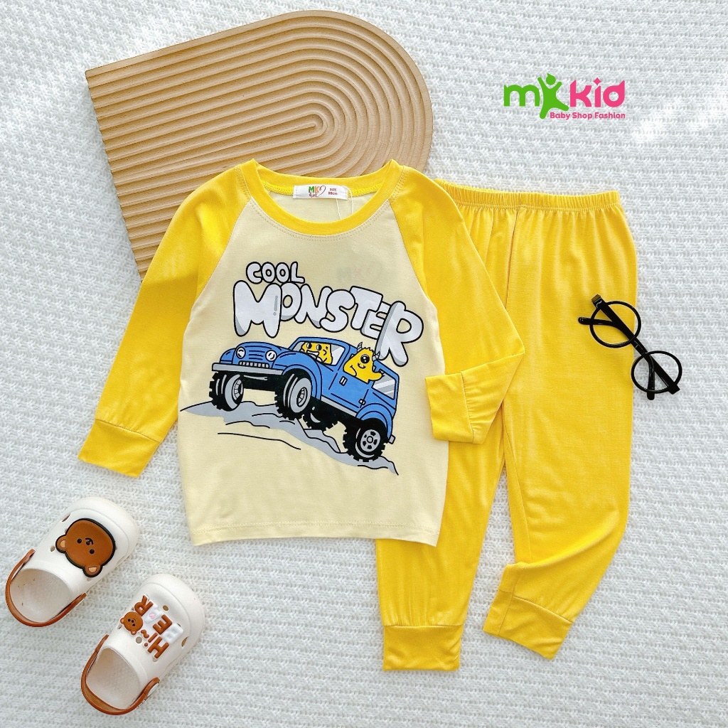 Bộ Thu Đông Cho Bé 7-27KG 💖 Bộ Thun Lạnh Dài Tay MK KID Với Họa Tiết OTO Và Phi Hành Gia Cho Bé Trai