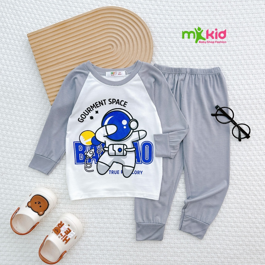 Bộ Thu Đông Cho Bé 7-27KG 💖 Bộ Thun Lạnh Dài Tay MK KID Với Họa Tiết OTO Và Phi Hành Gia Cho Bé Trai