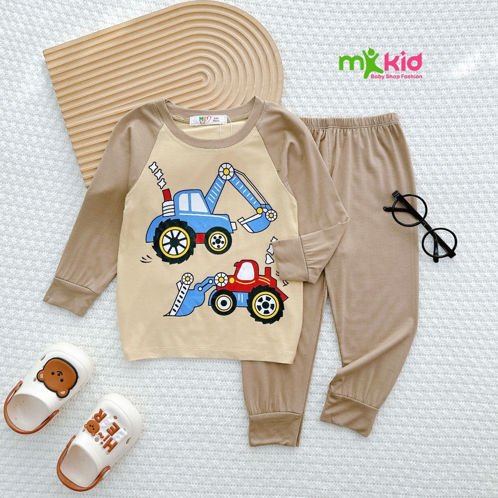 Bộ Thu Đông Cho Bé 7-27KG 💖 Bộ Thun Lạnh Dài Tay MK KID Với Họa Tiết OTO Và Phi Hành Gia Cho Bé Trai