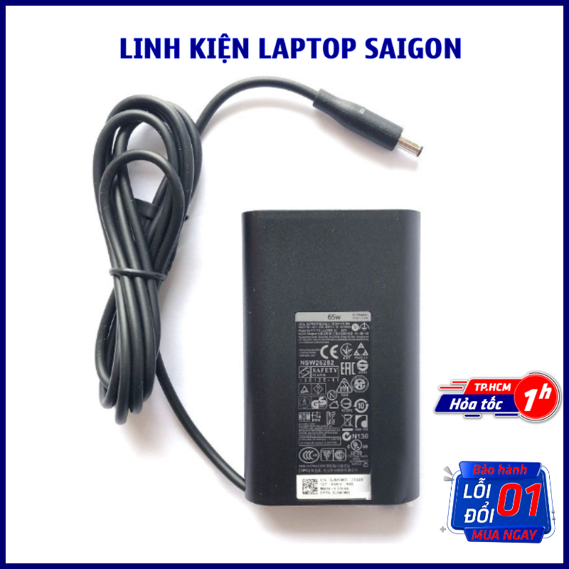 Dây Sạc Laptop Dell 65w Oval Kim nhỏ 4.5mm 3.0mm Sạc Dell Oval Chữ Nhật 65w Chân Kim Nhỏ