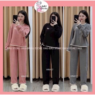 Bộ Bầu Dài Tay Chất Len Tăm Hàn Thu Đông Bigsize Cho Mẹ Bầu Mặc Nhà.Quần Bầu Chun Chỉnh 55kg Đến 75kg HN417 Bầu Store
