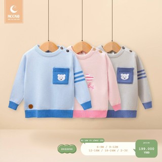 Áo len dài tay sợi lông cừu hãng MOON cho bé trai từ 6 tháng đến 3 tuổi