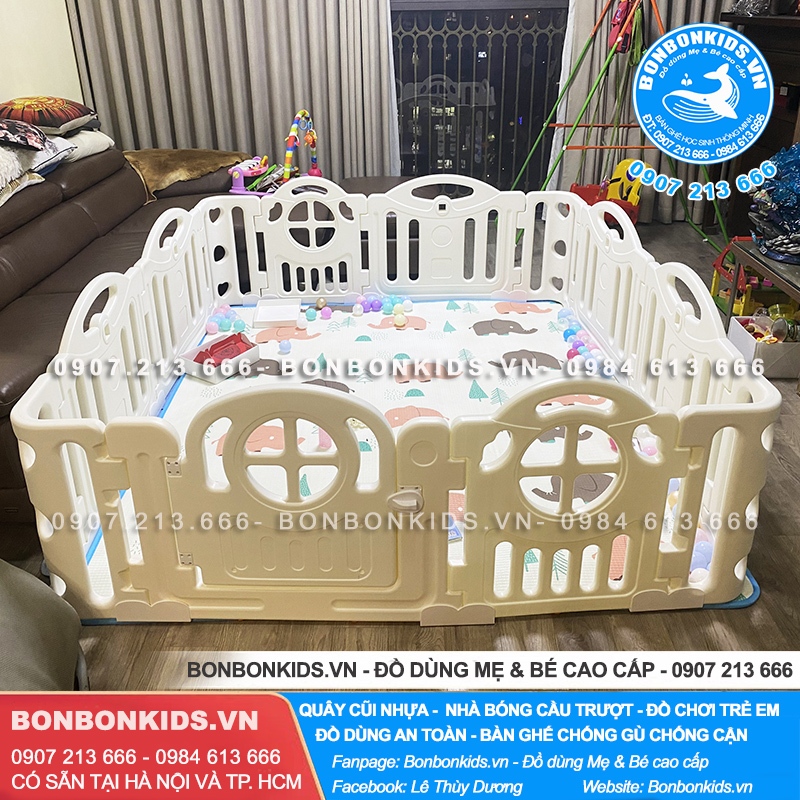 Bộ Quây Cũi Trơn Quây Holla Khủng Long - Quây cũi nhựa cho bé mẫu cao cấp