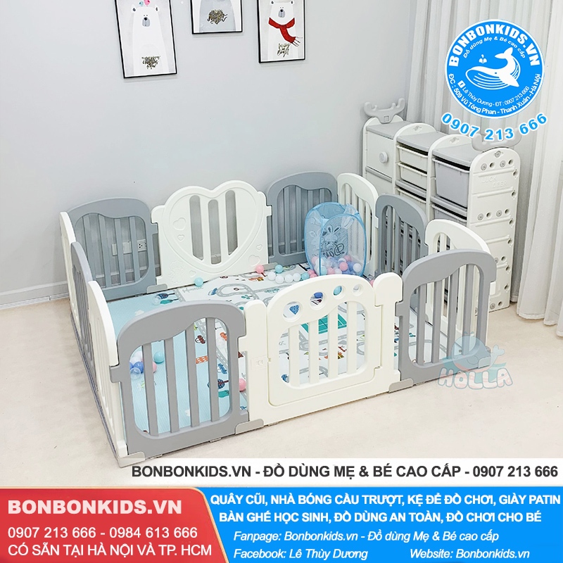 Bộ Quây Cũi Trơn Quây Holla Khủng Long - Quây cũi nhựa cho bé mẫu cao cấp