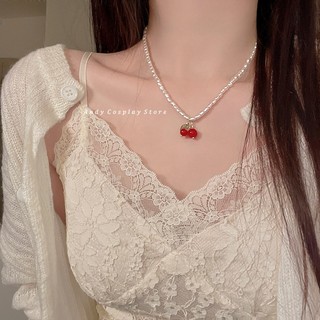 Vòng cổ choker ngọc trai cherry