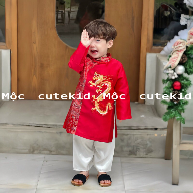 Bộ áo dài cho bé trai đi chơi Lễ Tết - HÌNH THẬT - set áo dài cho bé trai đi chơi Lễ Tết, Lễ Hội, tiệc tùng