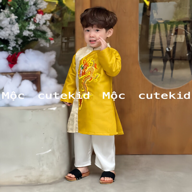Bộ áo dài cho bé trai đi chơi Lễ Tết - HÌNH THẬT - set áo dài cho bé trai đi chơi Lễ Tết, Lễ Hội, tiệc tùng