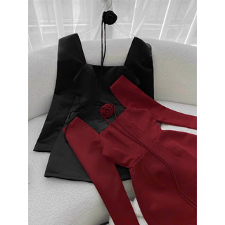 Đầm thiểu thư kèm belt hoa cổ