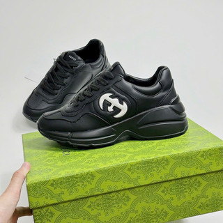 Giày g rhyton black - giày thể thao nam nữ gucci rhyton đen full đế tăng chiều cao 5cm size 36-39 full box