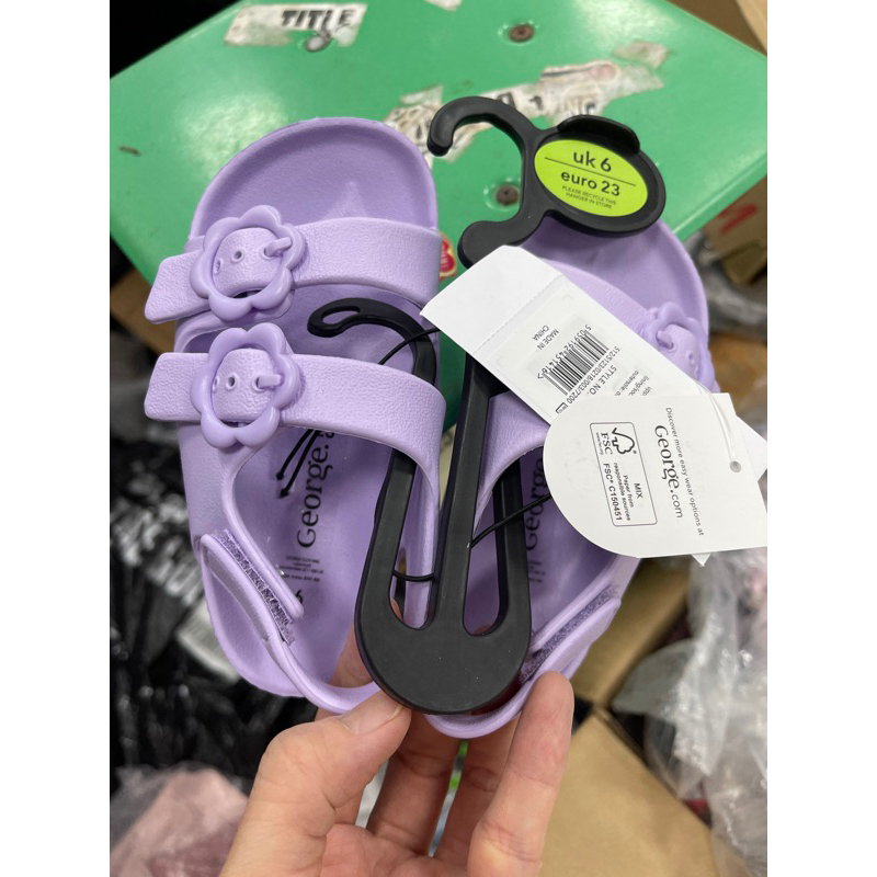 Dép xốp sandal xanh/ tím/ hoa cúc George _authentic UK