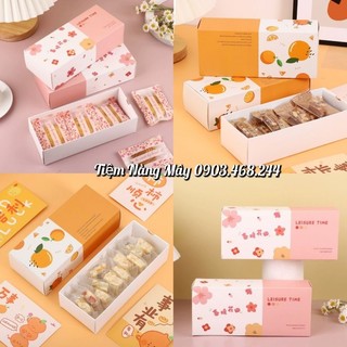 Hộp đựng bánh cookie quả cam,hoa đào