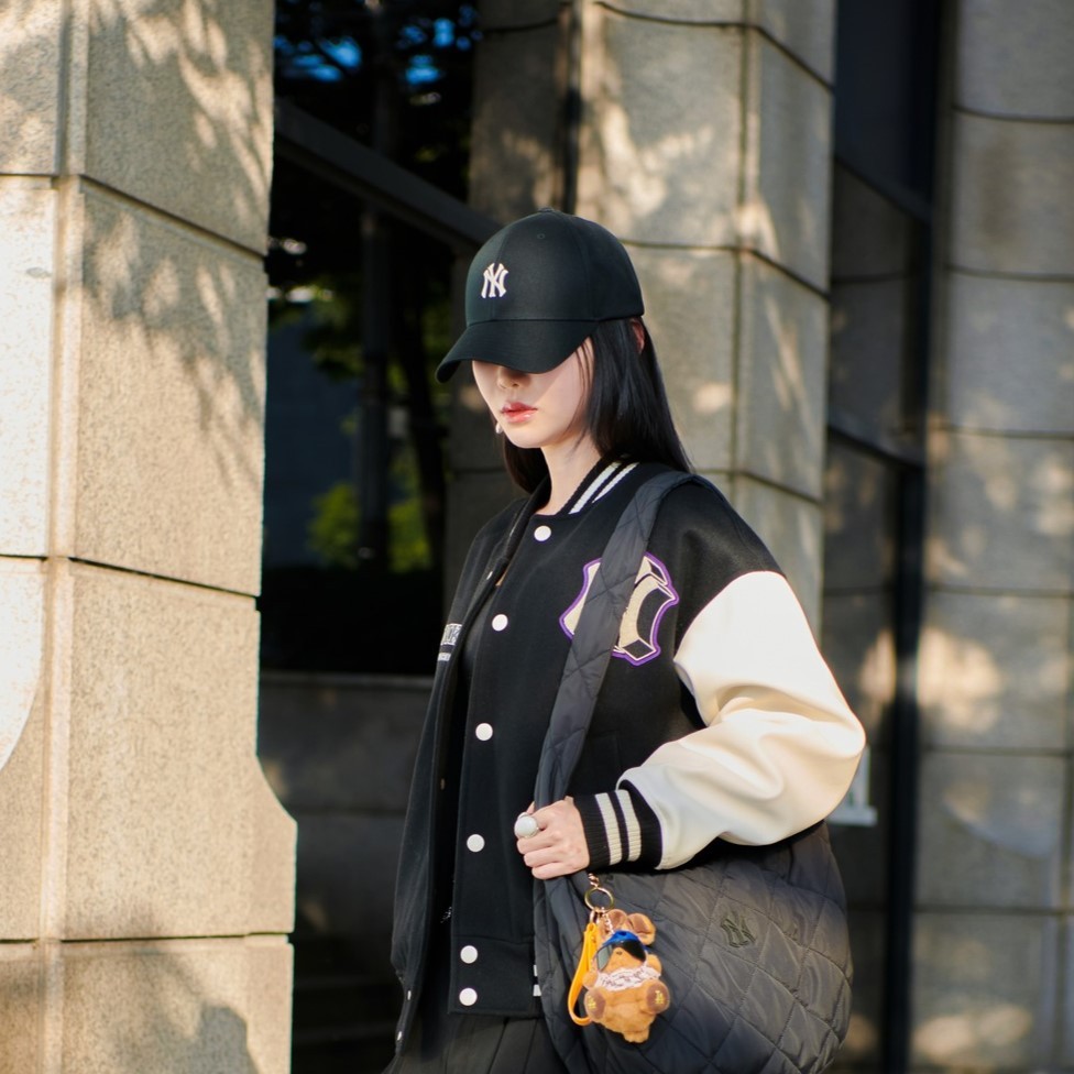 Mũ lưỡi trai Unisex MLB chất liệu vải Poly, đen logo NY,nón lưỡi trai Hàn Quốc