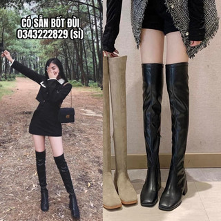 (sẵn)Bốt đùi🥰 boot da ÔM CHÂN KHÔNG TỤT / mõm vuông 😃 giày da trắng độn đế (đặt là giao)