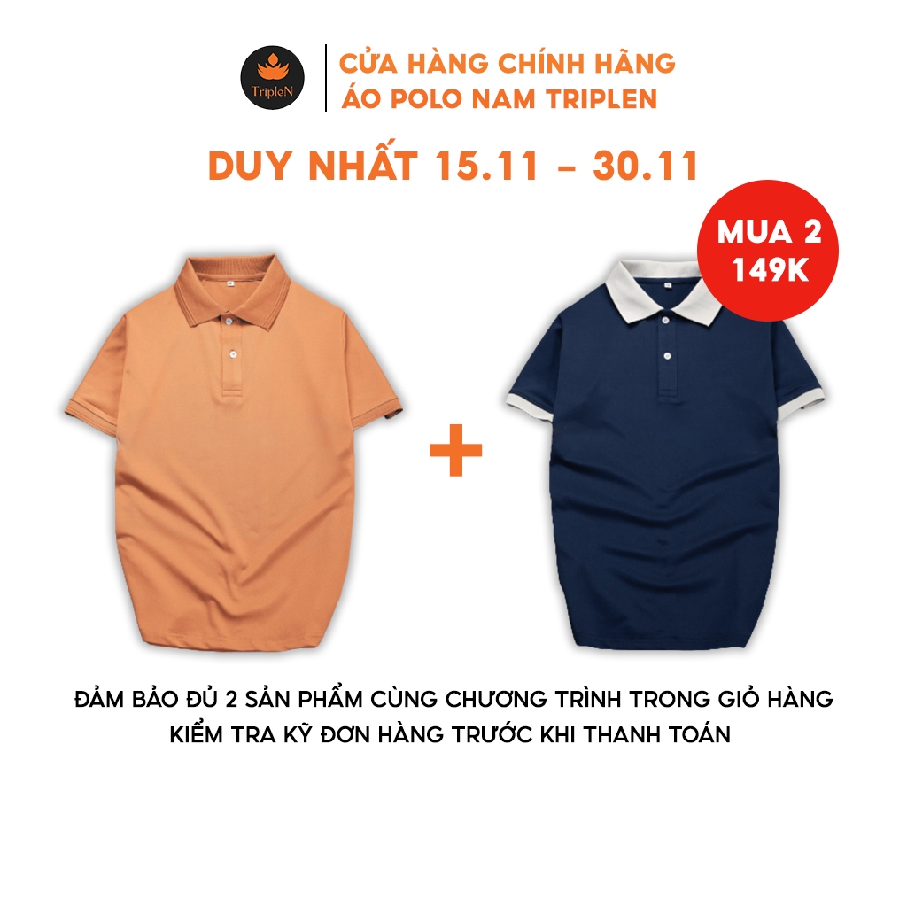 Áo polo nam trơn basic TripleN chất vải cá sấu thoáng mát, dễ phối đồ