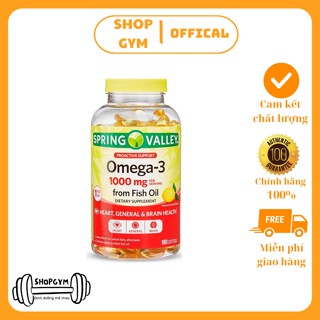 Dầu cá Spring Valley Omega 3 Fish Oil 1000 mg (645 EPA/310 DHA) - Fish Oil hỗ trợ đẹp da, cải thiện thị lực - Shop Gym
