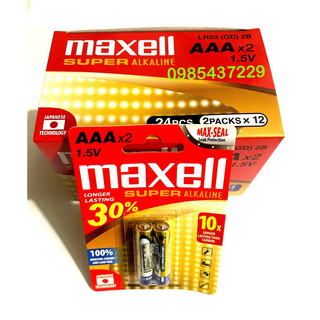 Combo 12 vỉ pin AAA Maxell Alkaline 1.5V, pin đũa Maxell (1 vỉ 2 viên)