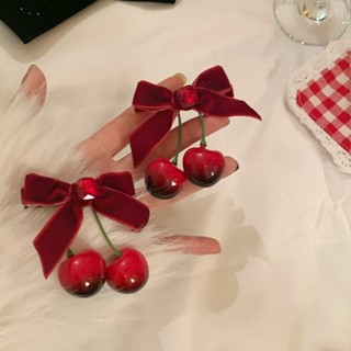 Kẹp tóc nơ đỏ quả cherry dễ thương - Kẹp tóc noel xinh xắn - Giáng sinh 2023 - Selenshop