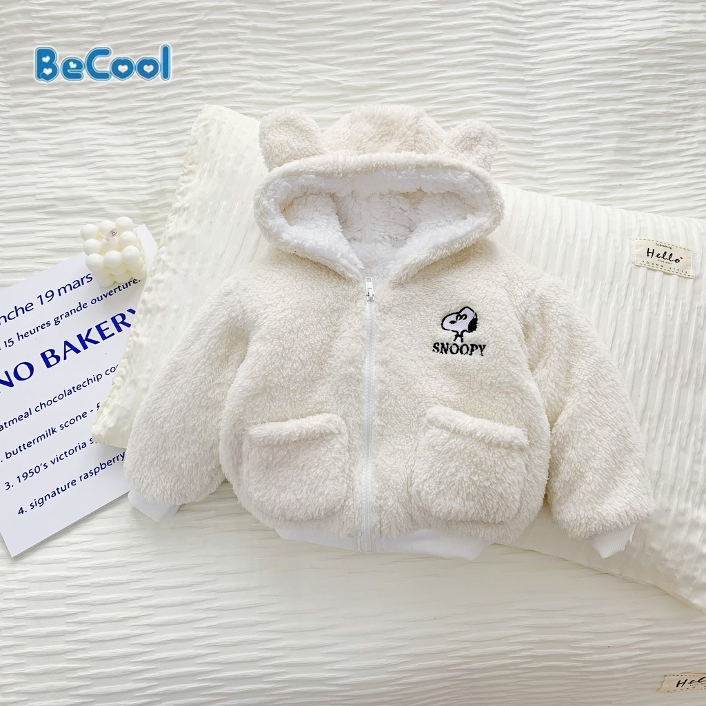 Áo khoác lông cừu cho bé trai bé gái có túi có mũ xịn xò, áo khoác lông xuất dư trẻ em 9 đến 23kg