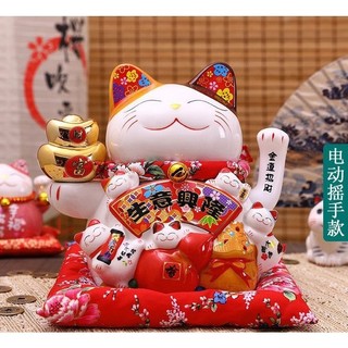 Mèo thần tài vẫy tay gốm sứ 23cm. phong thủy may mắn tài lộc