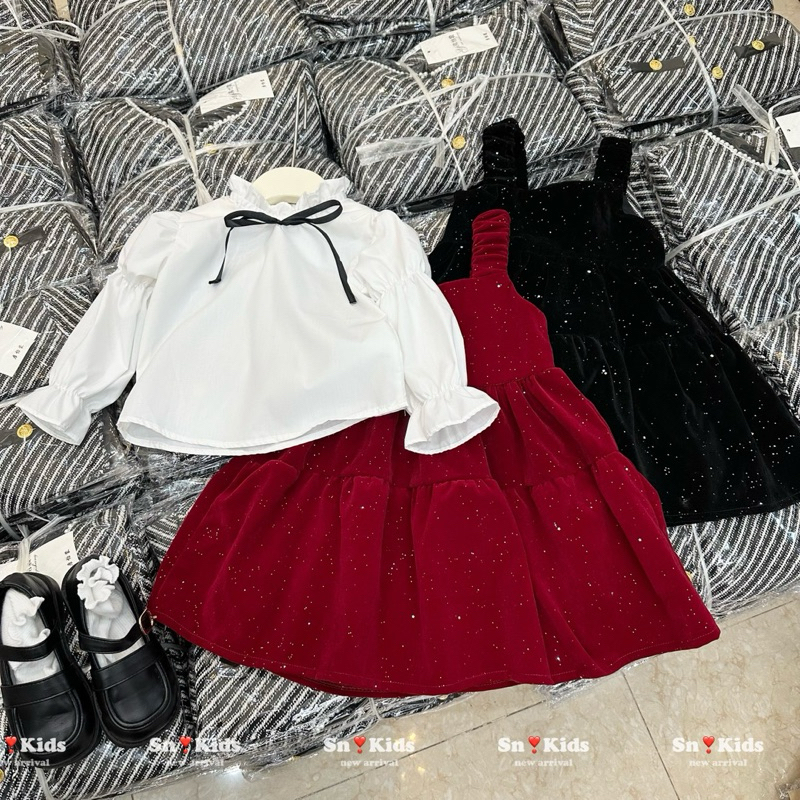 Set váy yếm sành điệu cao cấp cho bé gái