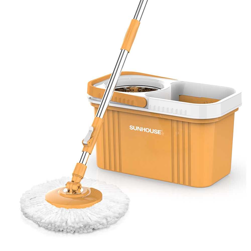 BỘ LAU NHÀ XOAY 360 ĐỘ SUNHOUSE KS-CL350PO/330S - Lồng vắt inox chắc chắn, bảo hành 6 tháng