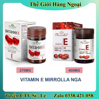 Vitamin e đỏ nga mirrolla 270mg & 400mg đẹp da của nga - hàng chính hãng