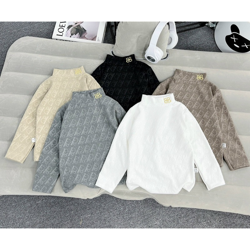 Áo giữ nhiệt cho bé, áo thun tay dài cổ 3 phân hàng QCCC cho bé gái và bé trai ( 6-35kg )