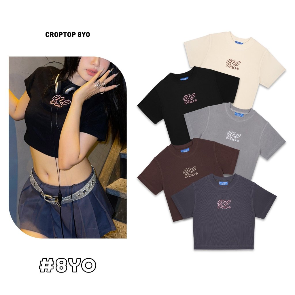 Áo Thun Croptop 8YO CHARMING Thun Gân Cao Cấp Tay Ngắn, Form Ôm Body - Quyến Rũ, Sang Chảnh