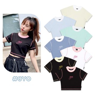 Áo Croptop Thun 8YO LISA Cotton 100% Tay Ngắn, May Đánh Bông - Form Ôm Body - Sang Chảnh