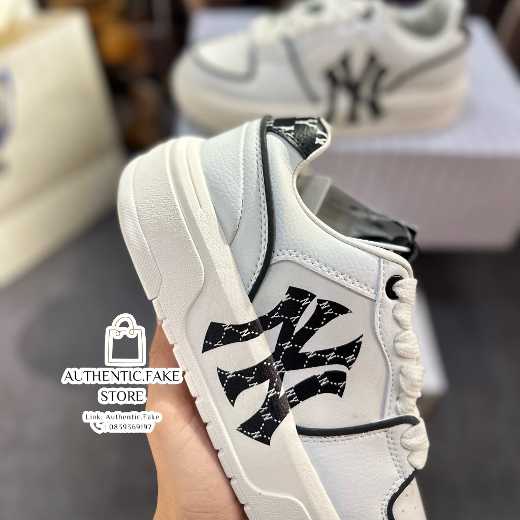Giày Thể Thao MLB NY Chữ Phân Cách Giày MLB Chunky Liner NY ‘White Black’ 3ASXCLR3N-50WHS
