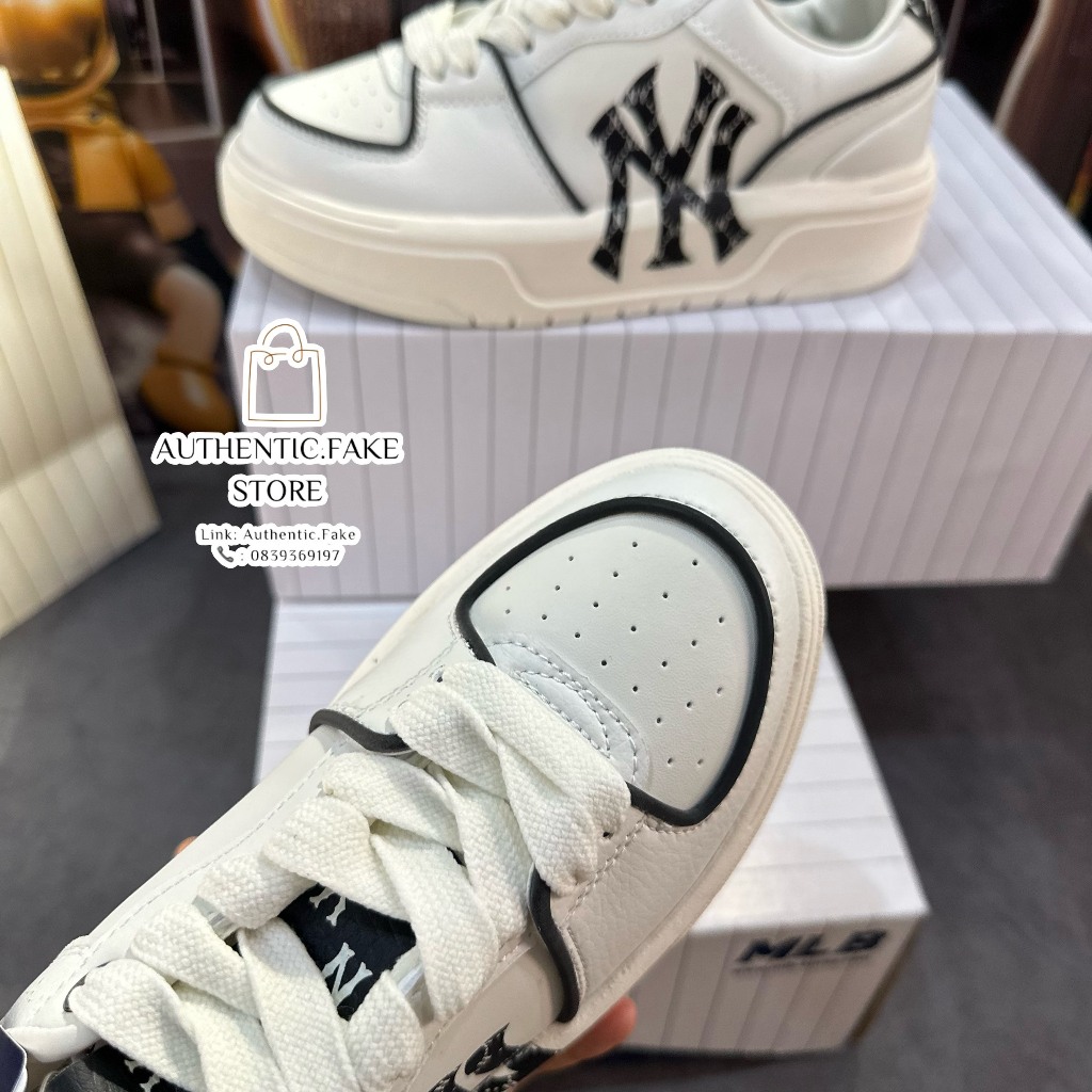 Giày Thể Thao MLB NY Chữ Phân Cách Giày MLB Chunky Liner NY ‘White Black’ 3ASXCLR3N-50WHS