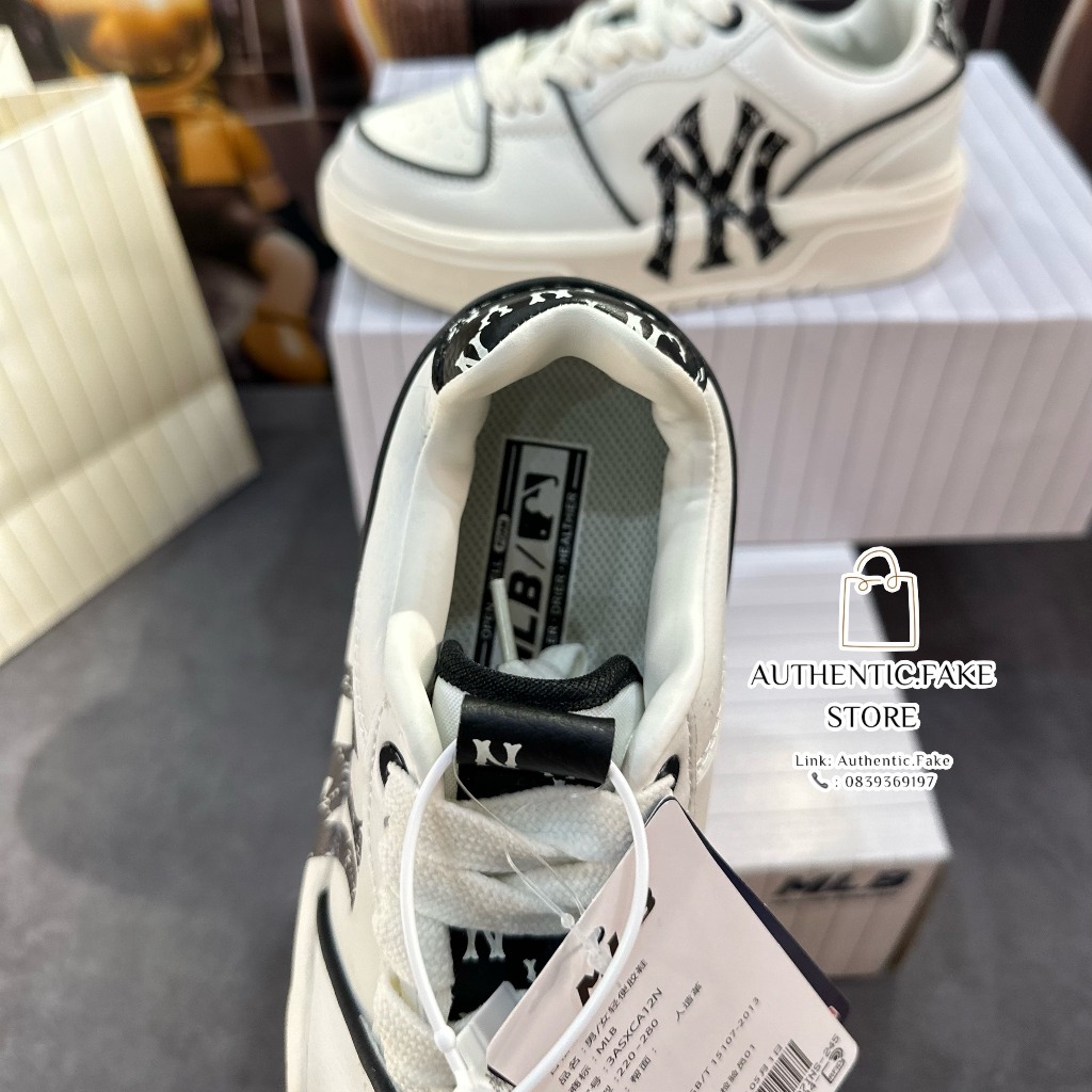 Giày Thể Thao MLB NY Chữ Phân Cách Giày MLB Chunky Liner NY ‘White Black’ 3ASXCLR3N-50WHS