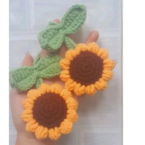 Móc khóa HOA HƯỚNG DƯƠNG bằng len, dây treo xe/túi xách, trang trí/làm quà tặng