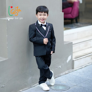 Set vest bé trai L'Casta gồm áo vest, gile, quần âu tặng kèm nơ cài áo cho bé 1 đến 6 tuổi BD10