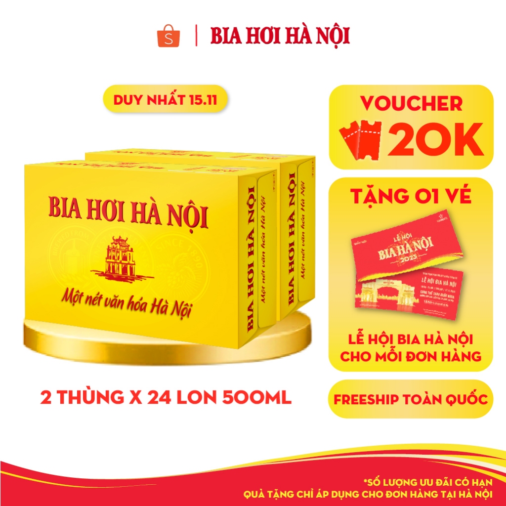 COMBO 2 Thùng 24 lon Bia Hơi Hà Nội – HABECO (500ml/lon)