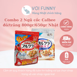 [CHÍNH HÃNG] - COMBO 2 Ngũ cốc Calbee màu đỏ/trắng ăn kiêng giảm cân Nhật Bản date T12/25