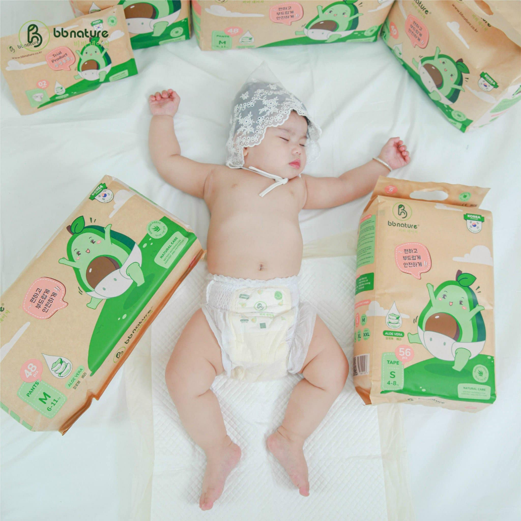 Tã Bỉm Dán/Quần BB NATURE Công Nghệ Chất Liệu Sợi Tre Hữu Cơ An Toàn Cho Bé đủ Size NB60/S56/M52/M48/L44/XL40/XXL38