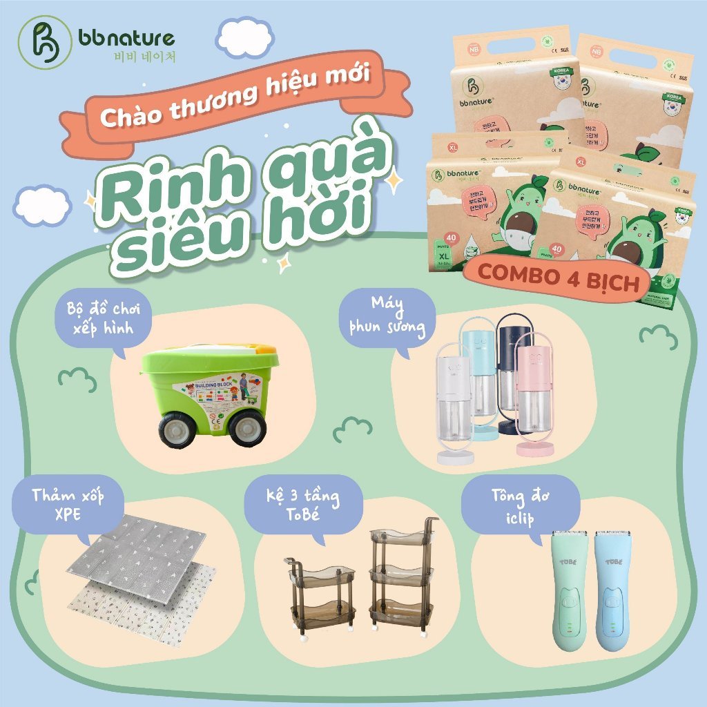 Tã Bỉm Dán/Quần BB NATURE Công Nghệ Chất Liệu Sợi Tre Hữu Cơ An Toàn Cho Bé đủ Size NB60/S56/M52/M48/L44/XL40/XXL38